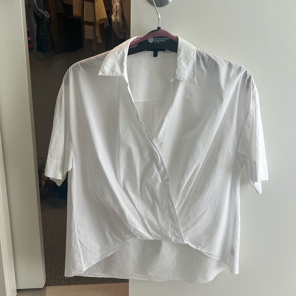 Theory Wrap Effect pleated sub cotton shirt
